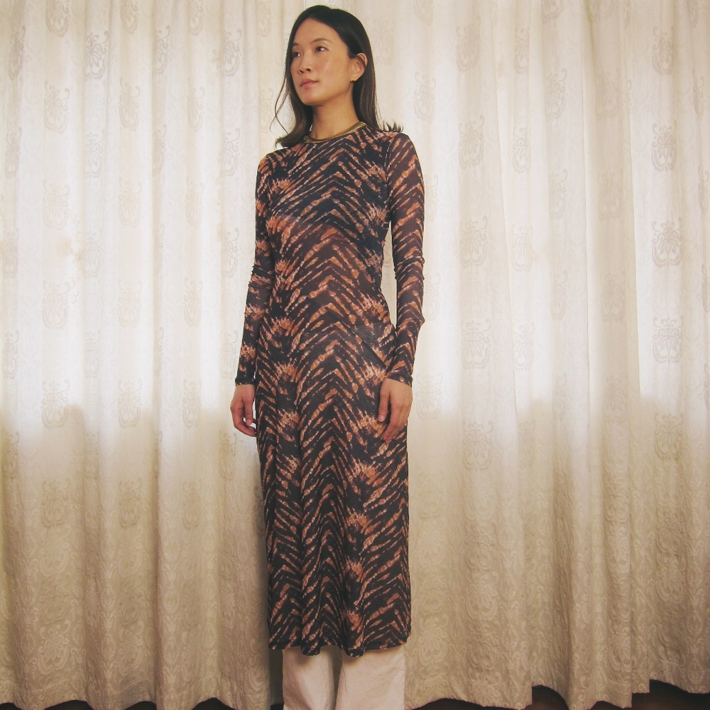 Topshop Animal Print Body-Hugging T-Shirt Maxi Dress, Size